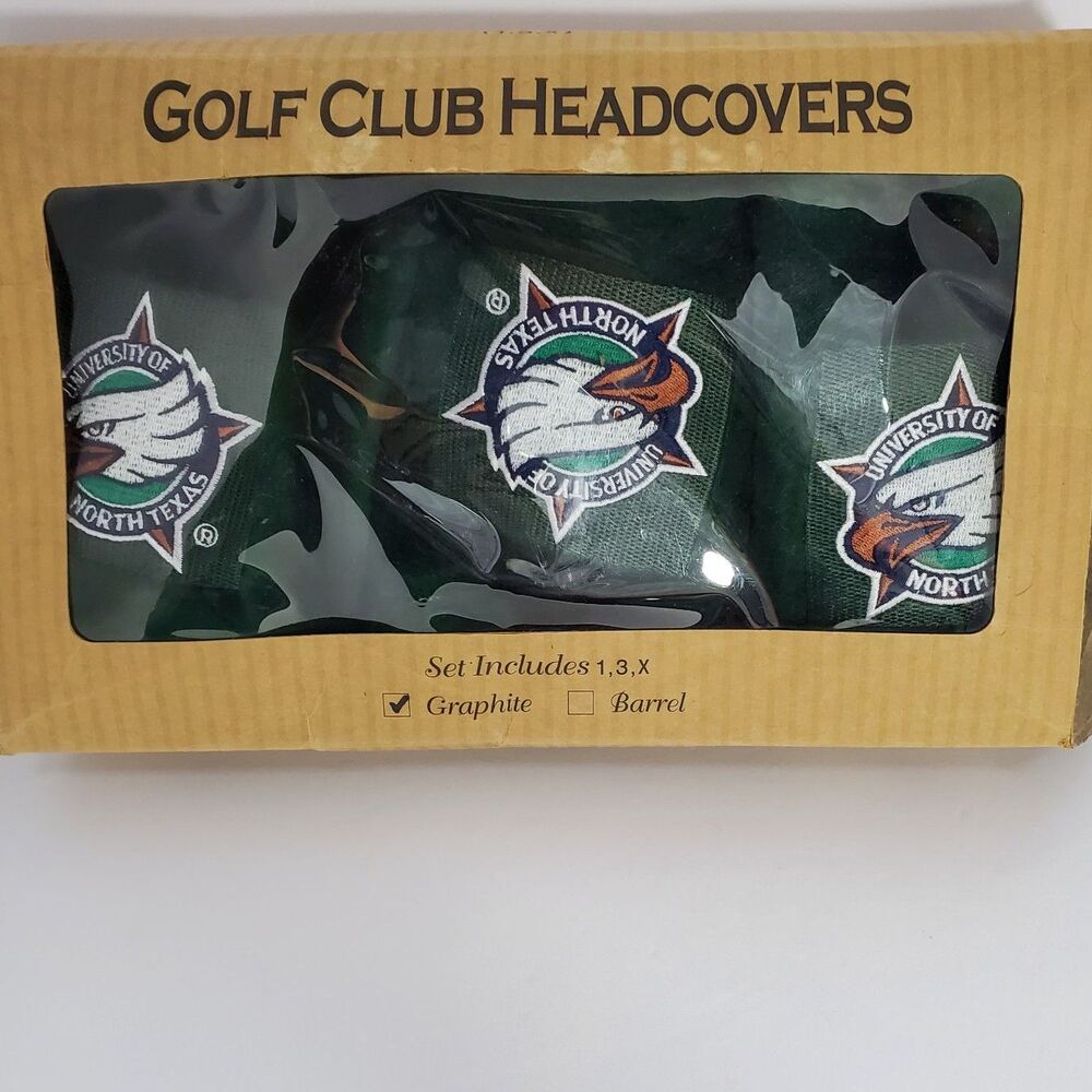 University of North Texas Mean Green Golf Club Headcovers 3-Piece Set Graphite